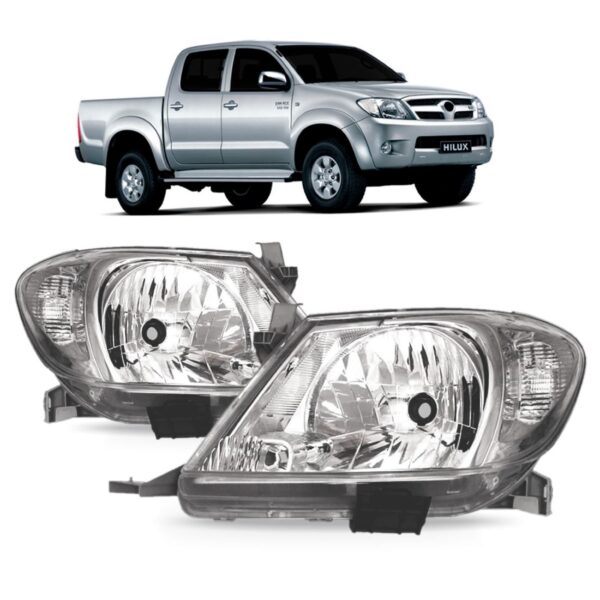 Par Farol Hilux Srv 2009 2010 2011 Foco Simples Cromado - Direito E Esquerdo
