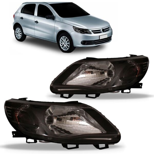 Par Farol Gol Saveiro Voyage G5 09 10 11 12 Máscara Negra Direito E Esquerdo