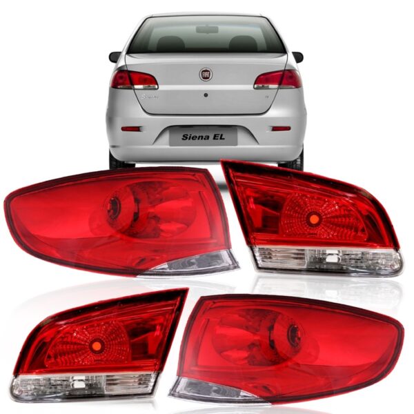 Kit Sinaleira Siena G4 2009 A 2012 Canto E Tampa Vermelho