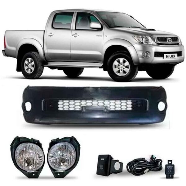 Parachoque Hilux 2009 2010 Com Kit Farol Milha
