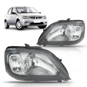 Par Farol Logan 2007 2008 2009 2010  Mascara Cinza Direito E Esquerdo