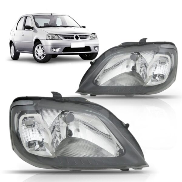 Par Farol Logan 2007 2008 2009 2010  Mascara Cinza Direito E Esquerdo