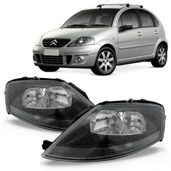 Par Farol C3 2004 A 2012 Manual Mascara Negra
