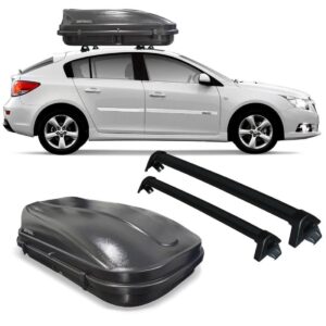 Rack Aluminio Cruze Hatch Gm Preto + Baú 510 Litros Preto Preto