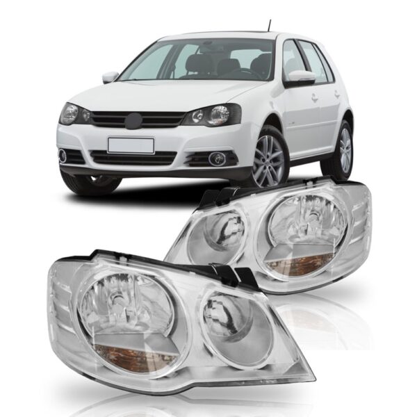 Par Farol Golf 2007 2008 2009 2010 2011 Foco Duplo Cromado Direito E Esquerdo