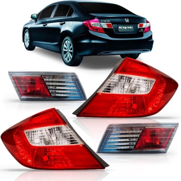Kit Jogo Lanterna Traseira New Civic 2012 A 2015 04 Peças