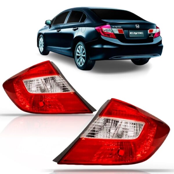 Par Lanterna Traseira New Civic 2012 2013 2014 2015 Canto Vermelho