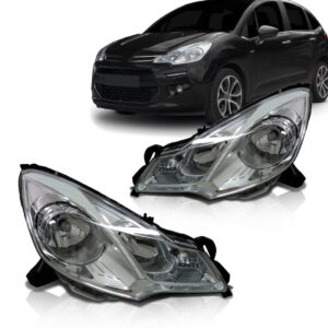 Par Farol Citroen C3 2013 2014 2015 2016 2017 Lente Lisa Direito E Esquerdo