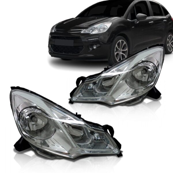 Par Farol Citroen C3 2013 2014 2015 2016 2017 Lente Lisa Direito E Esquerdo
