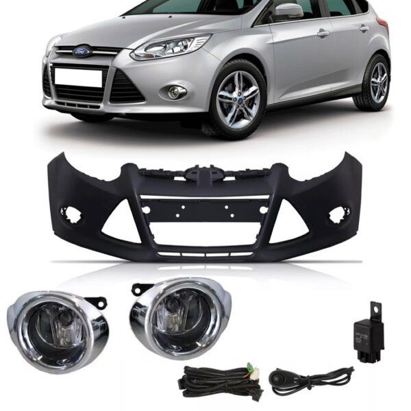 Kit Envolvente Para Ford Focus 2014 2015 Com Kit Farol Milha Preto