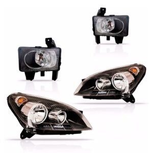 Par Farol Vectra Gt Máscara Negra 06 07 08 + Kit Farol Milha Direito E Esquerdo