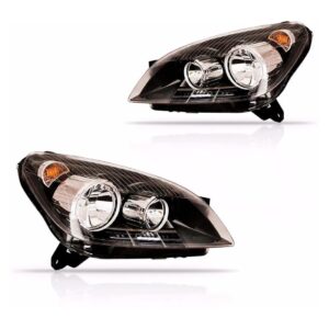 Par Farol Vectra Gt Máscara Negra 06 07 08 + Kit Farol Milha Direito E Esquerdo