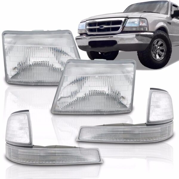 Kit Farol Ranger 1998 A 2003 Completo C/ Sinaleiras Cristais - Direito/passageiro