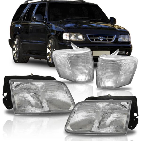 Par Farol + Par Pisca Cristal S10 Blazer 95 96 97 98 99 2000 Direito