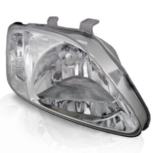 Par Farol Para Honda Civic 1999 2000 Foco Simples Lente Lisa Direito E Esquerdo