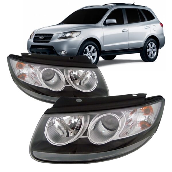 Par Farol Santa Fe 2007 2008 2009 2010 Mascara Negra Direito E Esquerdo