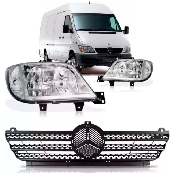 Kit Farol Sprinter Cdi 03 04 05 06 07 08 09 10 11 Com Grade