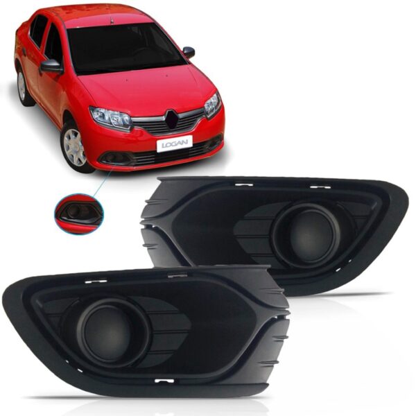 Par Grade Moldura Milha Logan 2014 15 2016 Fechada Retrovex. Preto