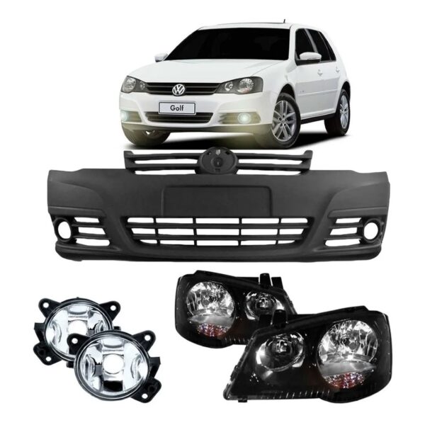 Kit Combo Golf Parachoque + Farol + Milha 07 08 09 10 11 12