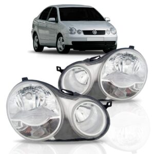 Par Farol Polo Hatch Sedan 2003 04 05 2006 Máscara Cromada Direito E Esquerdo