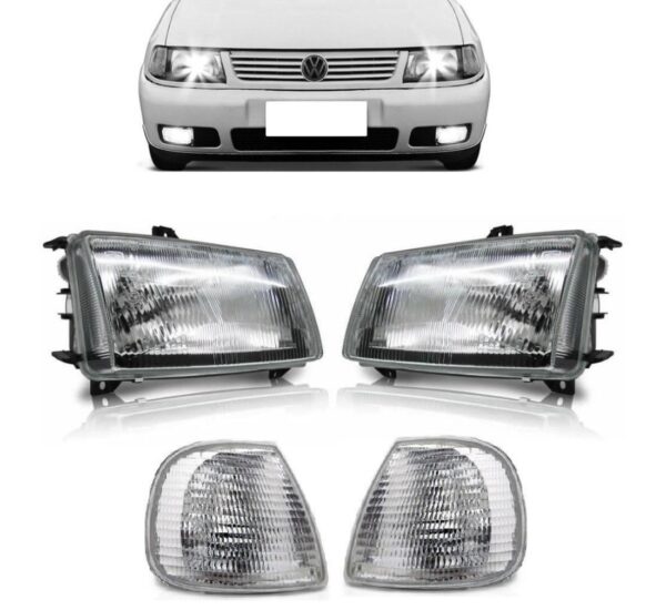 Jogo Farol Polo Classic 1996 A 1999 Completo Piscas Cristais Direito E Esquerdo