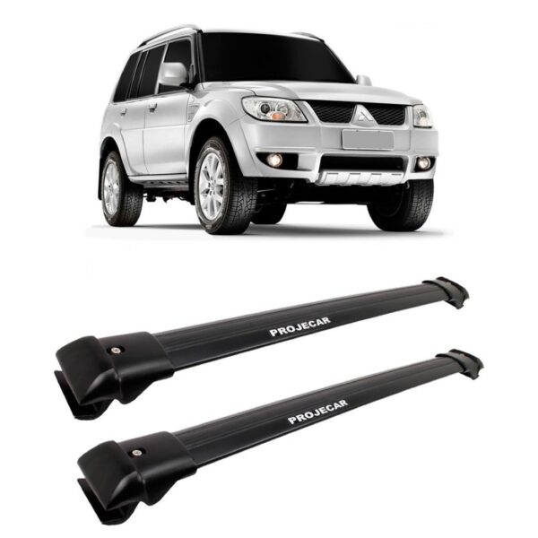 Bagageiro Teto Pajero Tr4 2010 A 2015 Larga Preto Aluminio Preta