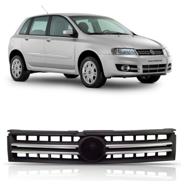 Grade Radiador Para Fiat  Stilo 2008 A 2012 Friso Prata Plata