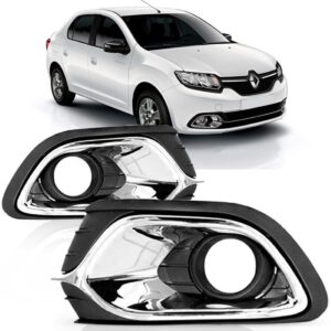 Moldura Milha Logan 14/16 Preta C/furo Friso E Aro Cromado Esquerdo