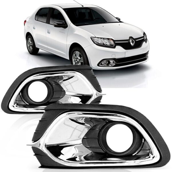 Moldura Milha Logan 14/16 Preta C/furo Friso E Aro Cromado Esquerdo