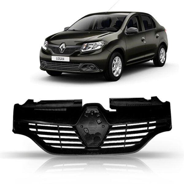 Grade  Radiador Para Logan 14/15 S/friso Preta Preto