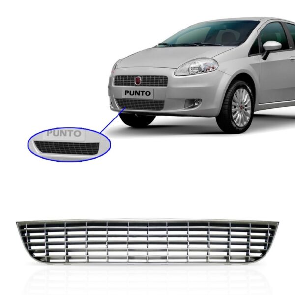 Grade Inferior Central Pchoque Fiat Punto 2007 A 2012 Cinza  Prateado