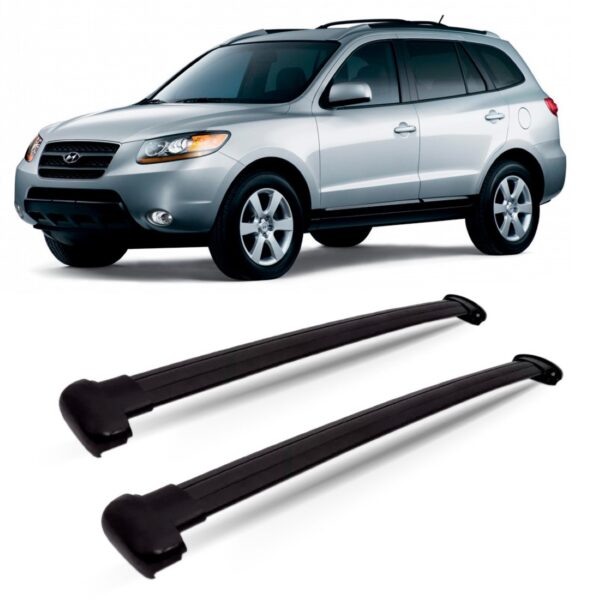 Rack Travessa Teto Santa Fe 2002 A 2010 Preto Aluminio Preto