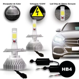 Kit Lampada Led Automotiva 3000 Lumens 6000k Encaixe H3