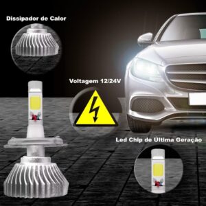Kit Lampada Led Automotiva 3000 Lumens 6000k Encaixe H3