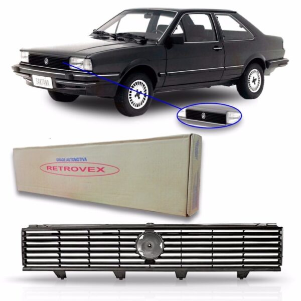 Grade Tela Para  Santana 1985 A 1990 Friso Preto Preto Preto