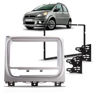 Moldura Painel Dvd Prata Para Palio 2 Din Siena Strada Idea