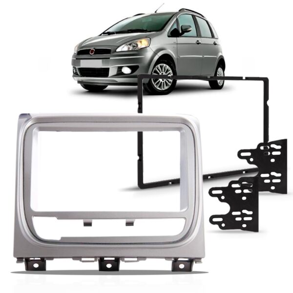 Moldura Painel Dvd Prata Para Palio 2 Din Siena Strada Idea