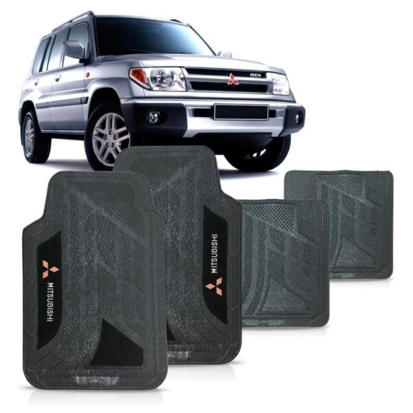 Tapete Mitsubishi Pajero Dakar Pvc Logo Bordado Grafite