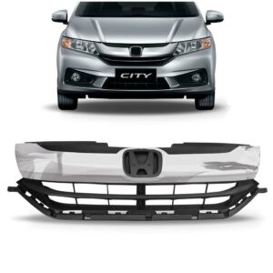 Grade Radiador Para Honda City 2016 A 2017 Com Friso Cromado Preto