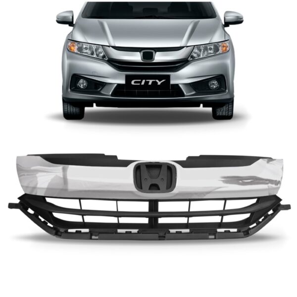 Grade Radiador Para Honda City 2016 A 2017 Com Friso Cromado Preto