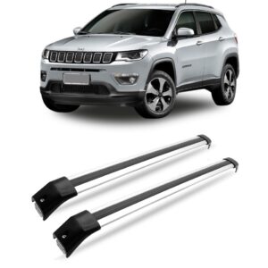 Travessa Rack Teto Jeep Compass 2017 2018 Alumínio Prata Prateado