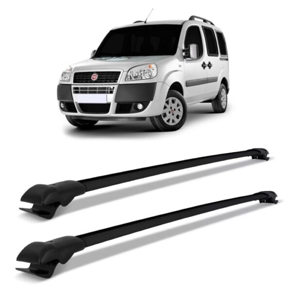 Rack Teto Travessa Slim Fiat Doblo Todos Almunínio Preto Preto