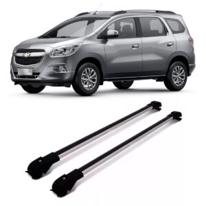 Travessa Teto Chevrolet Spin Rack Slim Prata Em Aluminio Preto