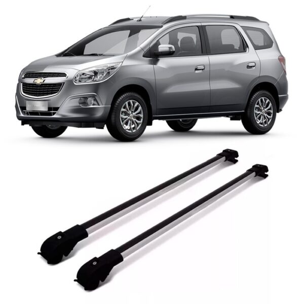 Travessa Teto Chevrolet Spin Rack Slim Prata Em Aluminio Preto