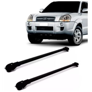 Travessa De Teto Para Tucson 2004 A 2017 Aluminio Slim Preto Preto