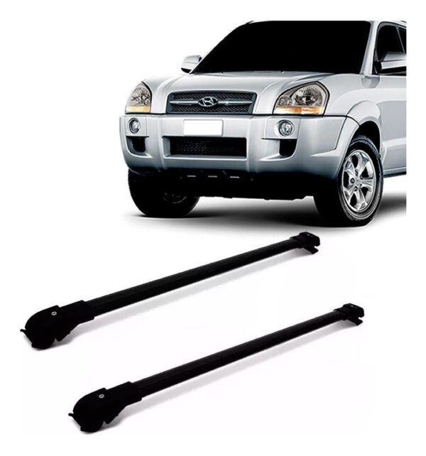 Travessa De Teto Para Tucson 2004 A 2017 Aluminio Slim Preto Preto