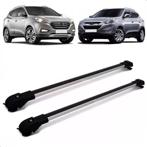 Travessa Teto Para Hyundai Ix35 10 A 18 Aluminio Slim Prata Prateado
