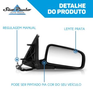 Retrovisor Santana 1991 92 93 94 95 96 1997 Manual Controle Lado Direito