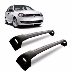 Bagageiro Teto Polo Sedan 2003 A 2013 Preto Alumínio