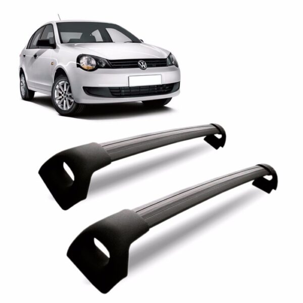 Bagageiro Teto Polo Sedan 2003 A 2013 Preto Alumínio
